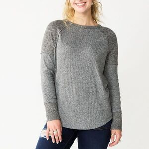 SO Cozy Long Sleeve Raglan Tee | Juniors’ Small | Gray Forged Iron | Casual